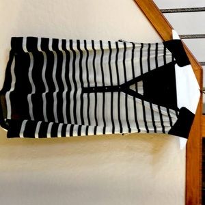 The Limited - Black and white striped shirt sleeveless V-neck top